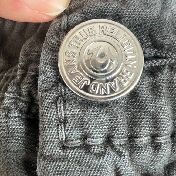 True Religion Pants Mens 38 Gray Cargo Anthony Distressed Logo Drawstring - Picture 9 of 16